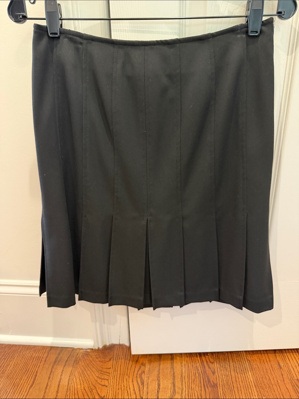 St. John Black Mini Skirt with Pleated Panels